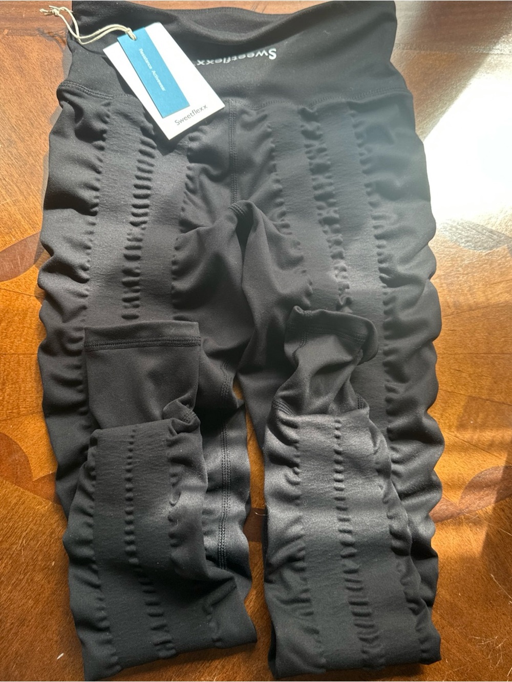 Black Ruched Leggings with High Waist resistant bands built in